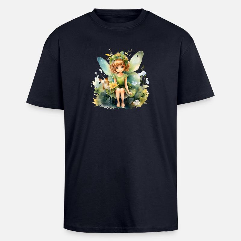 Petite fée dans la nature - T-shirt unisexe oversize épais - bleu marine