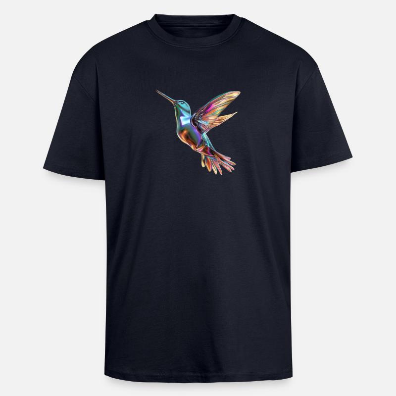 flying chromatic hummingbird - Oversized Heavyweight Unisex T-Shirt - French Navy