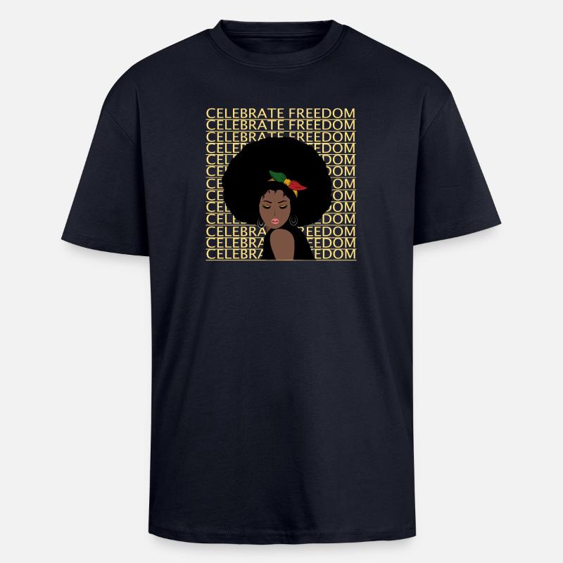 Journée de la liberté Juneteenth - T-shirt unisexe oversize épais - bleu marine