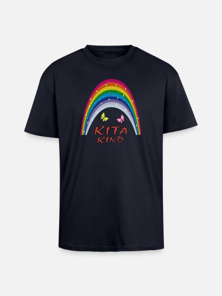 Kindergarten Rainbow Butterflies - Unisex Oversized Heavyweight T-shirt - french navy