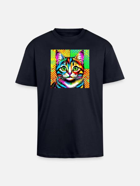Cat Pop Art - Unisex Oversized Heavyweight T-shirt - french navy