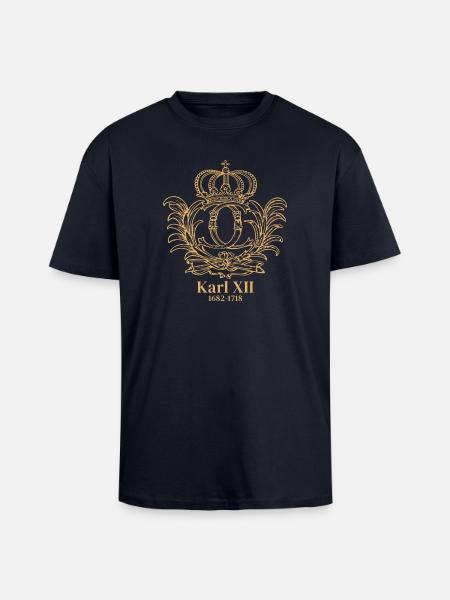 Karl XII - Monogramme - T-shirt unisexe oversize épais - bleu marine