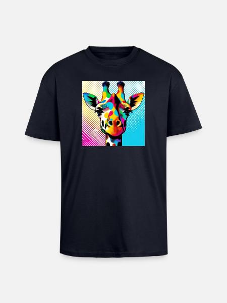 Giraffe Pop Art - Unisex Oversized Heavyweight T-shirt - french navy