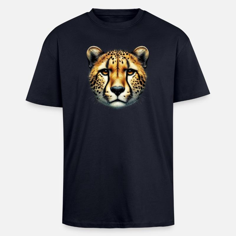 Guépard - T-shirt unisexe oversize épais - bleu marine