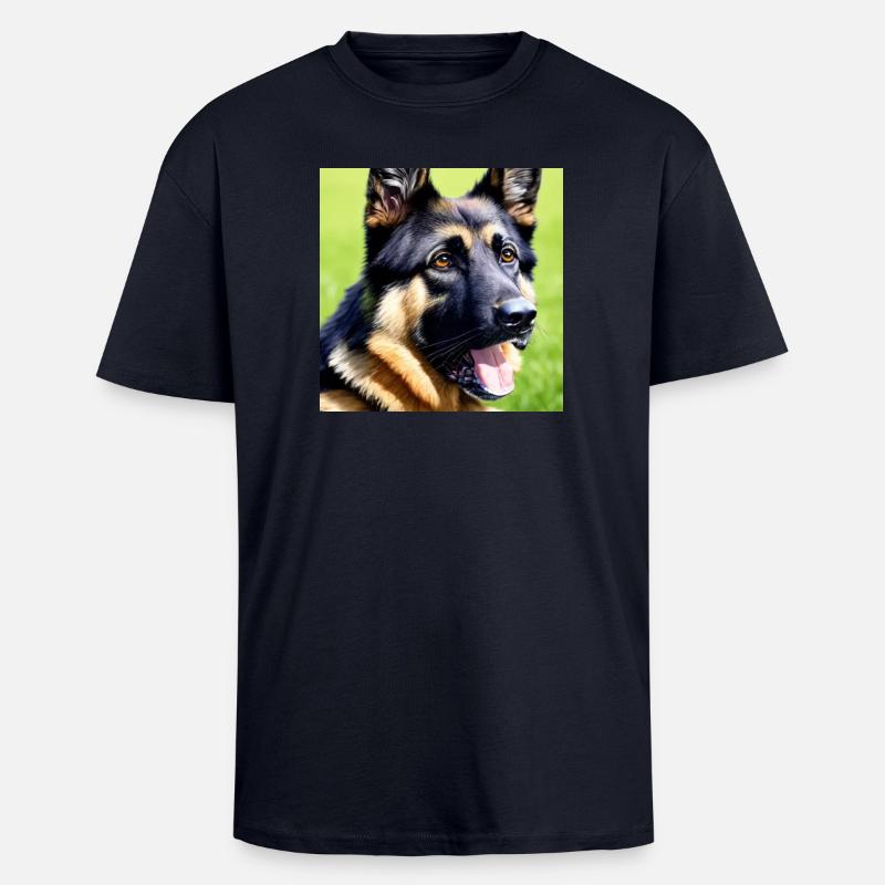 Treu und beschützend: Deutscher Schäferhund - Oversized Heavyweight Unisex T-Shirt - French Navy