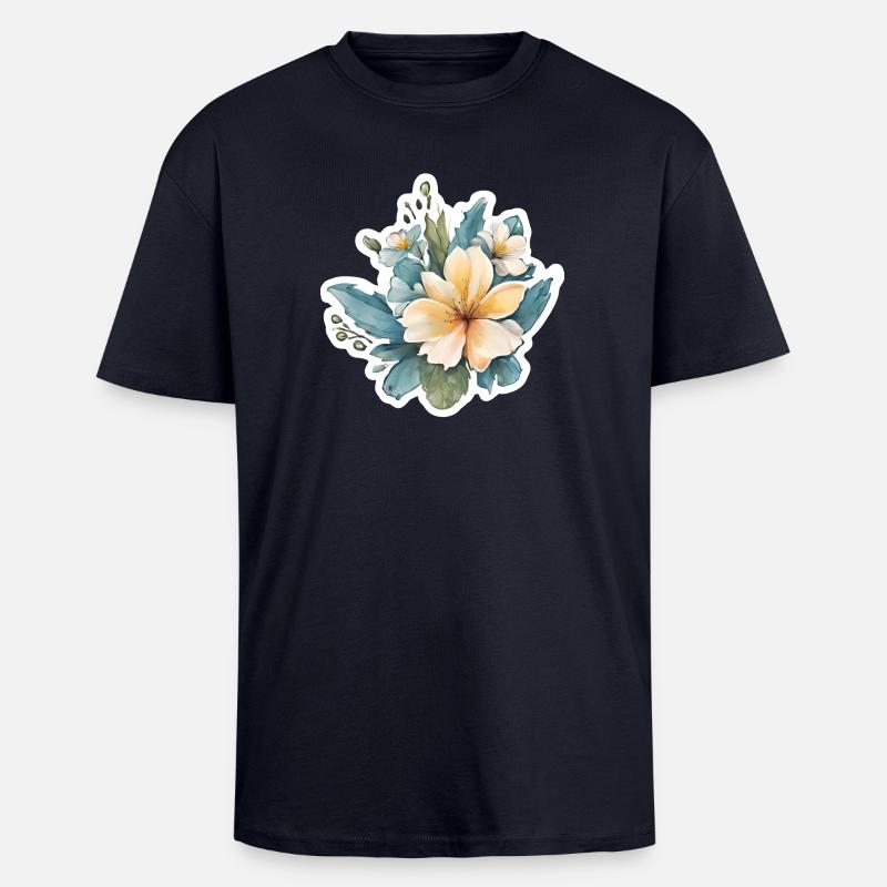 Gelbe Blume - Oversized Heavyweight Unisex T-Shirt - French Navy