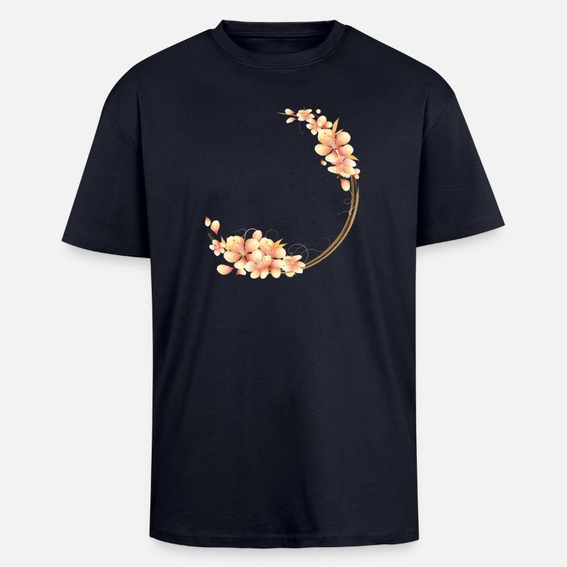 Pfirsichblüten Kranz im samtig-weichen Pfirsichton - Oversized Heavyweight Unisex T-Shirt - French Navy