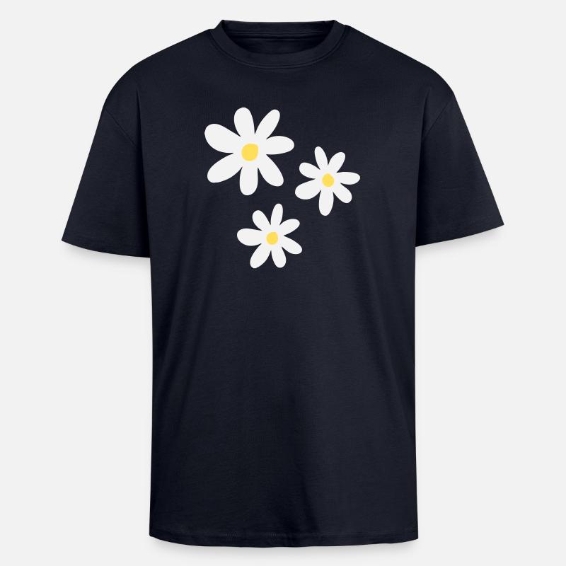 Pure elegance: white flowers - Unisex Oversized Heavyweight T-shirt - french navy