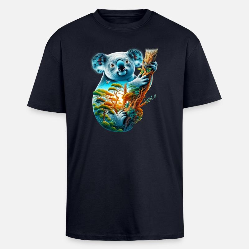 Koala - T-shirt unisexe oversize épais - bleu marine