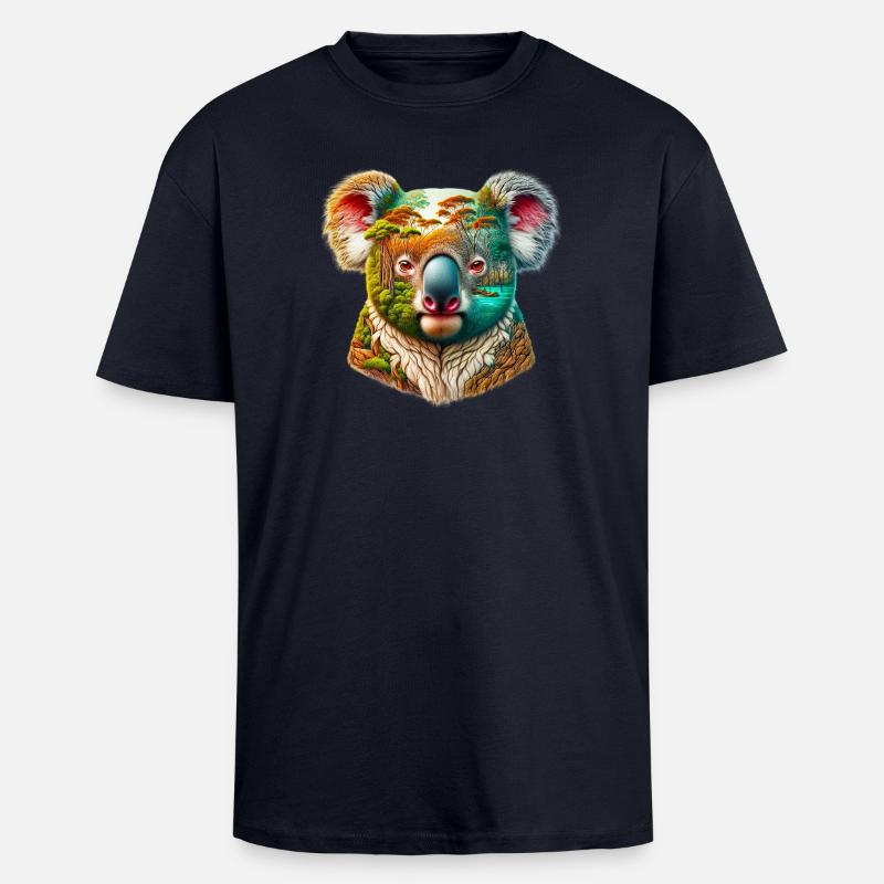 Koala - T-shirt unisexe oversize épais - bleu marine