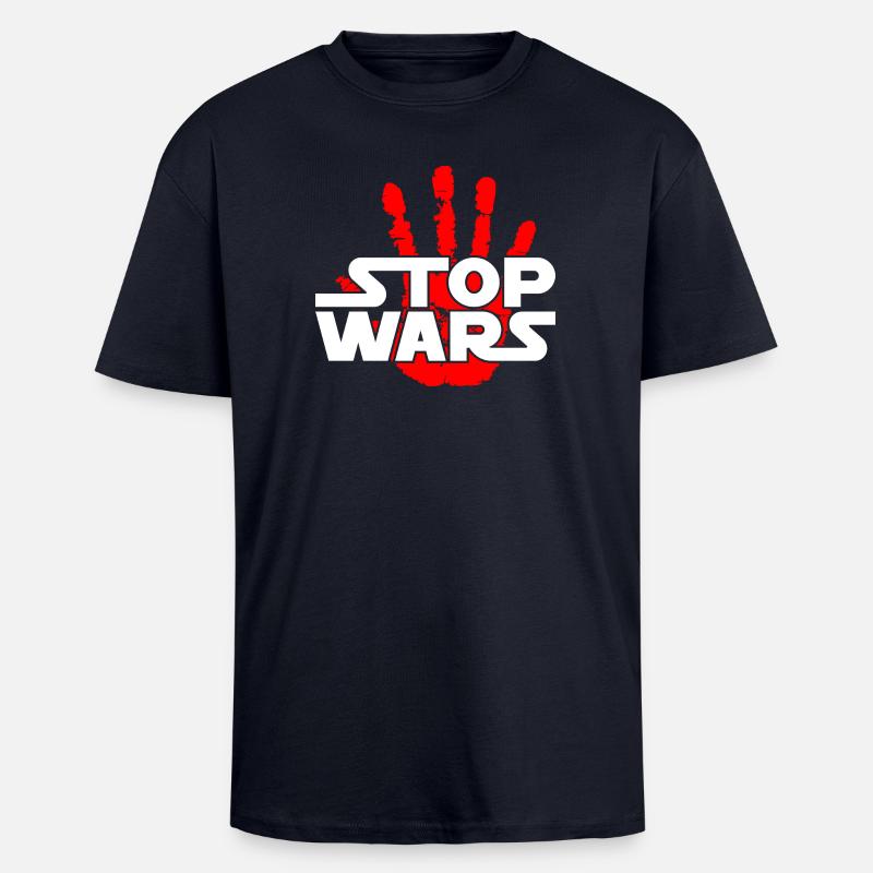 Stoppt Kriege - Oversized Heavyweight Unisex T-Shirt - French Navy