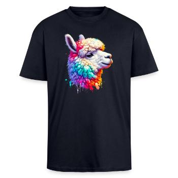 Alpaka - Oversized Heavyweight Unisex T-Shirt - French Navy - Vorne - Alina (178cm) & Michal (187cm)