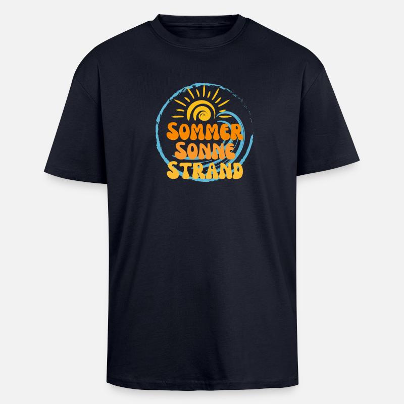 Sommer Sonne Strand Nectarine 3 - Oversized Heavyweight Unisex T-Shirt - French Navy