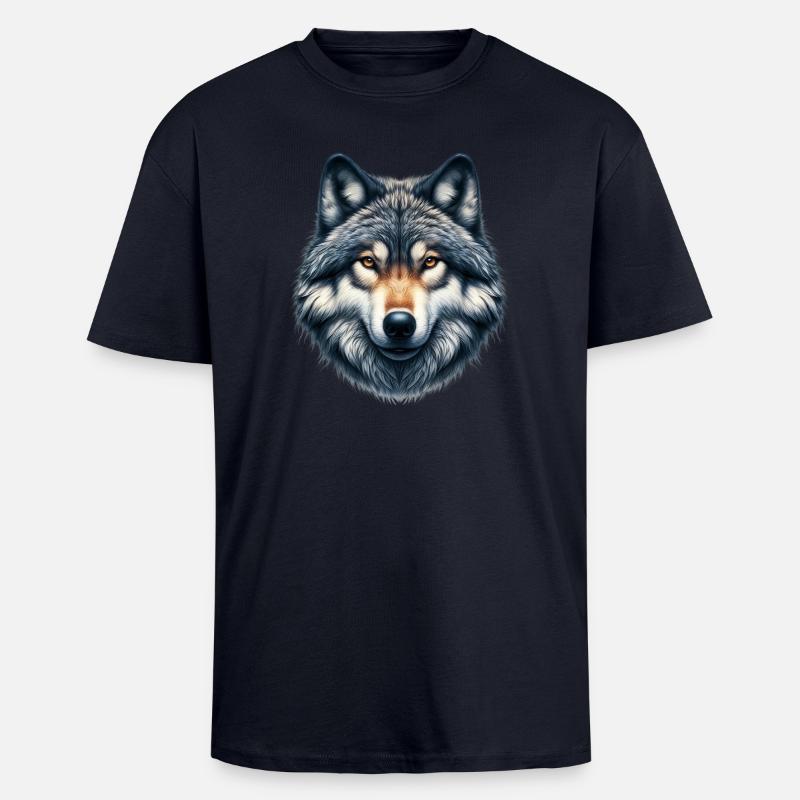 Wolf - Oversized Heavyweight Unisex T-Shirt - French Navy