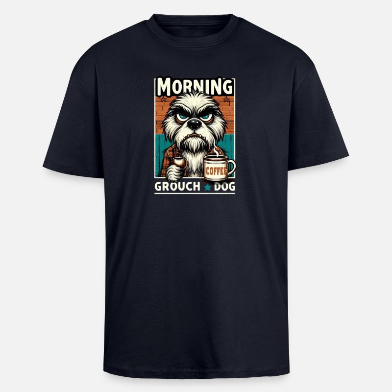 Morgens erstmal Kaffee - Oversized Heavyweight Unisex T-Shirt - French Navy