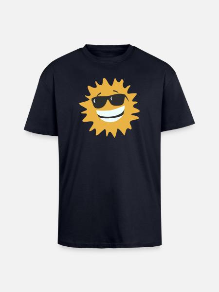 Sunburst Smiling with Sunglasses - Unisex Oversized Heavyweight T-shirt - french navy