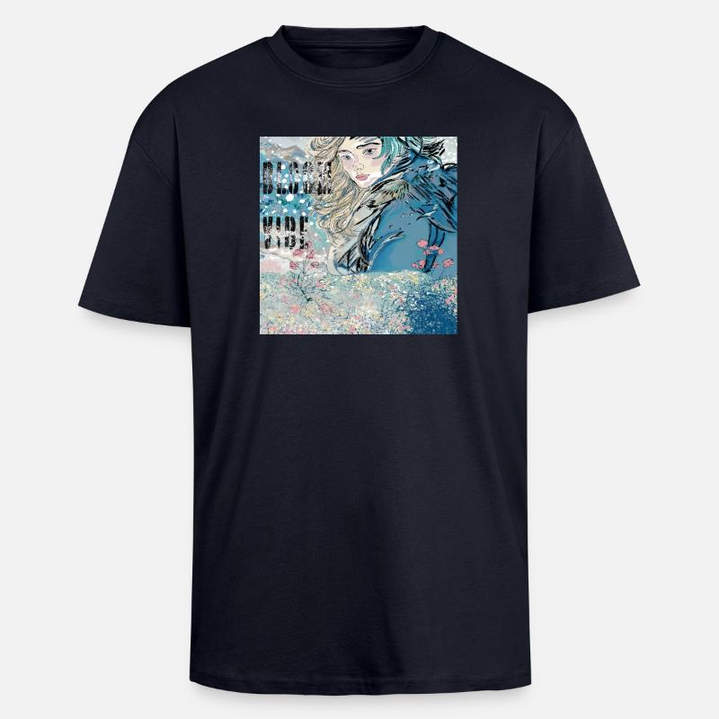 BLÜTEN-VIBE - Oversized Heavyweight Unisex T-Shirt - French Navy