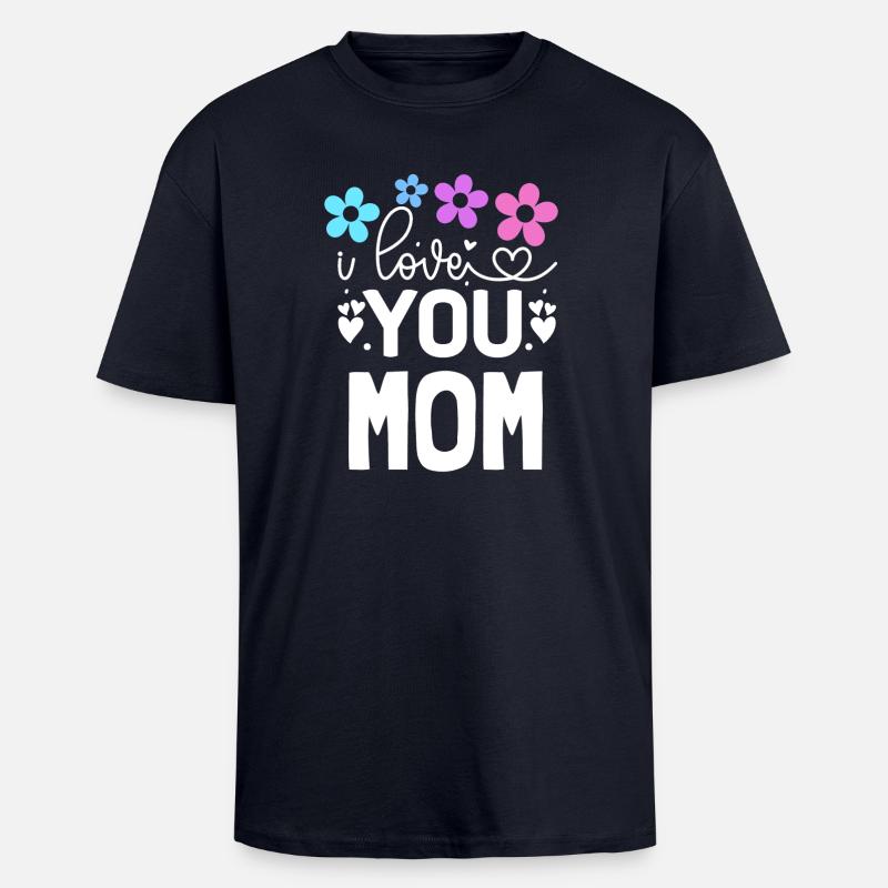 Je t'aime, maman - T-shirt unisexe oversize épais - bleu marine