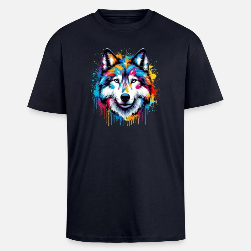Wolf - Unisex Oversized Heavyweight T-shirt - french navy