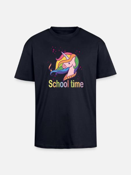 Temps d’école - T-shirt unisexe oversize épais - bleu marine