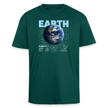 Détails de la Terre - T-shirt unisexe oversize épais - hunter green - Devant - Alina (178cm) & Michal (187cm)
