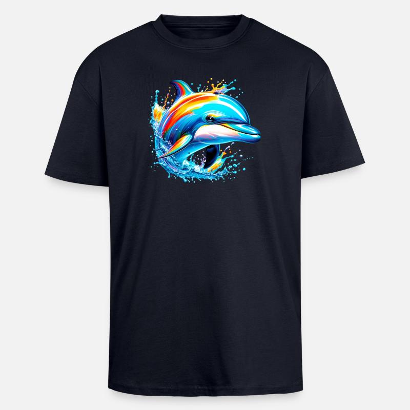 Delfin - Oversized Heavyweight Unisex T-Shirt - French Navy