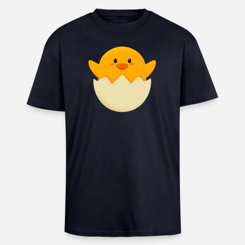 Easter Chick in Egg - Unisex Oversized Heavyweight T-shirt - french navy