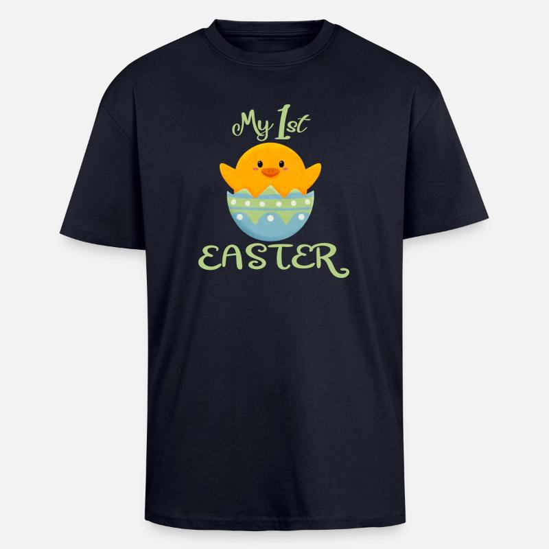 Happy Easter First Easter Chick - Unisex Oversized Heavyweight T-shirt - french navy