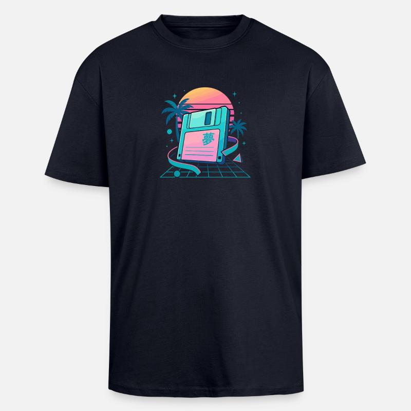 Retro Floppy Dream - Oversized Heavyweight Unisex T-Shirt - French Navy