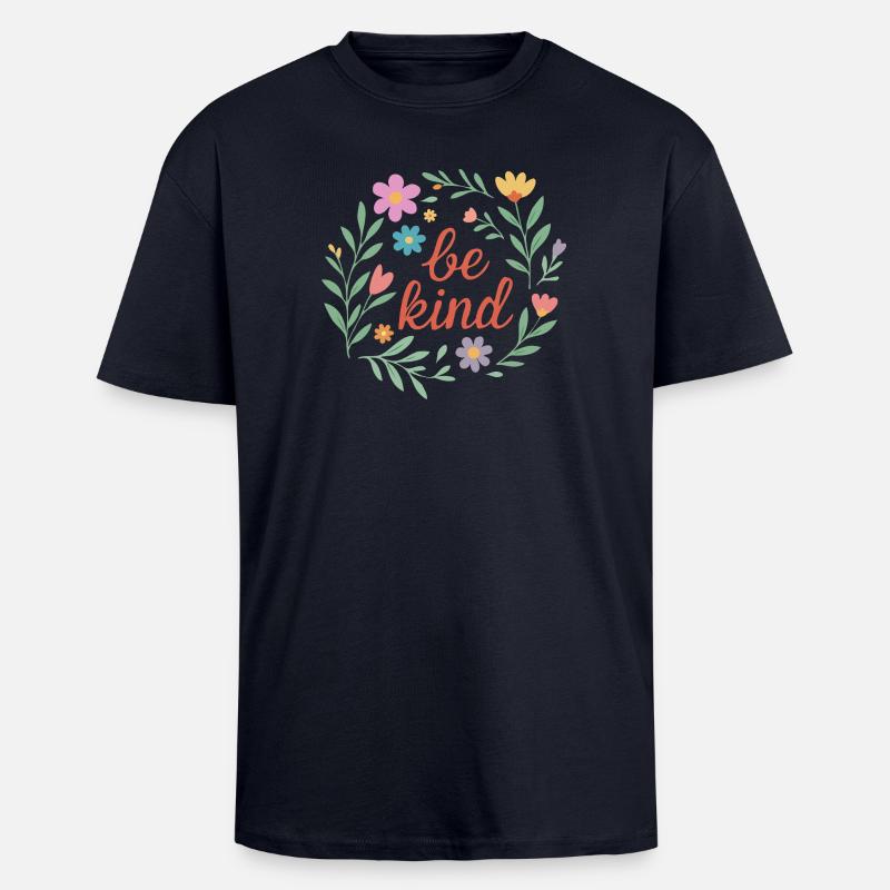 Sei freundlich Blumendesign - Oversized Heavyweight Unisex T-Shirt - French Navy