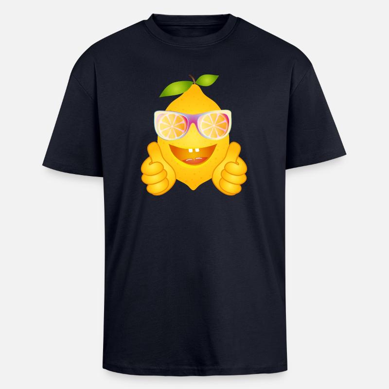 Coole Zitrone mit Sonnenbrille – Comicfrucht - Oversized Heavyweight Unisex T-Shirt - French Navy