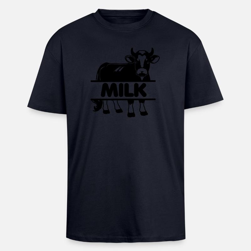Milchkuh-Design mit 'MILK'-Stange - Oversized Heavyweight Unisex T-Shirt - French Navy
