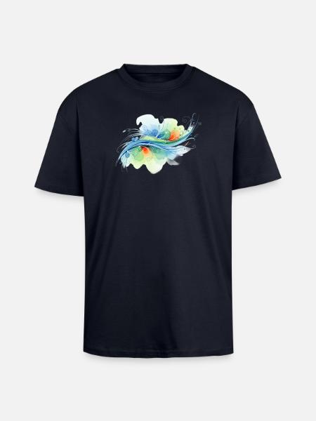 Flowing Shapes: Abstract Watercolor Design - Unisex Oversized Heavyweight T-shirt - french navy