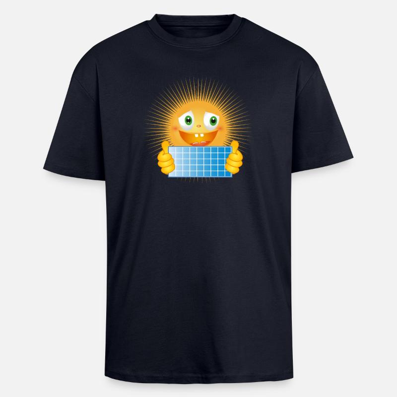 Soleil éclatant avec panneau solaire - T-shirt unisexe oversize épais - bleu marine