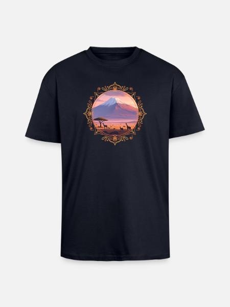 Kilimandscharo-Landschaft - Oversized Heavyweight Unisex T-Shirt - French Navy
