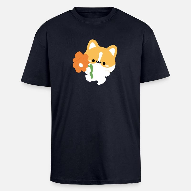 Romantic Corgi - Unisex Oversized Heavyweight T-shirt - french navy
