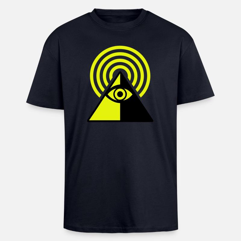 Oeil Pyramide - T-shirt unisexe oversize épais - bleu marine