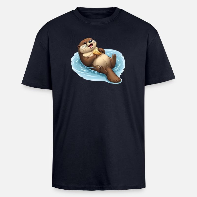 Castor décontracté avec coquille - T-shirt unisexe oversize épais - bleu marine