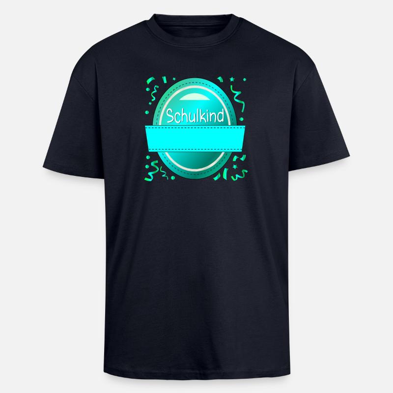 EINSCHULUNG SCHULKIND NAME SCHILD - Oversized Heavyweight Unisex T-Shirt - French Navy