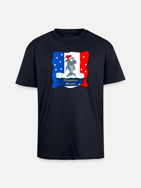 Merry Christmas Sharks France - Unisex Oversized Heavyweight T-shirt - french navy
