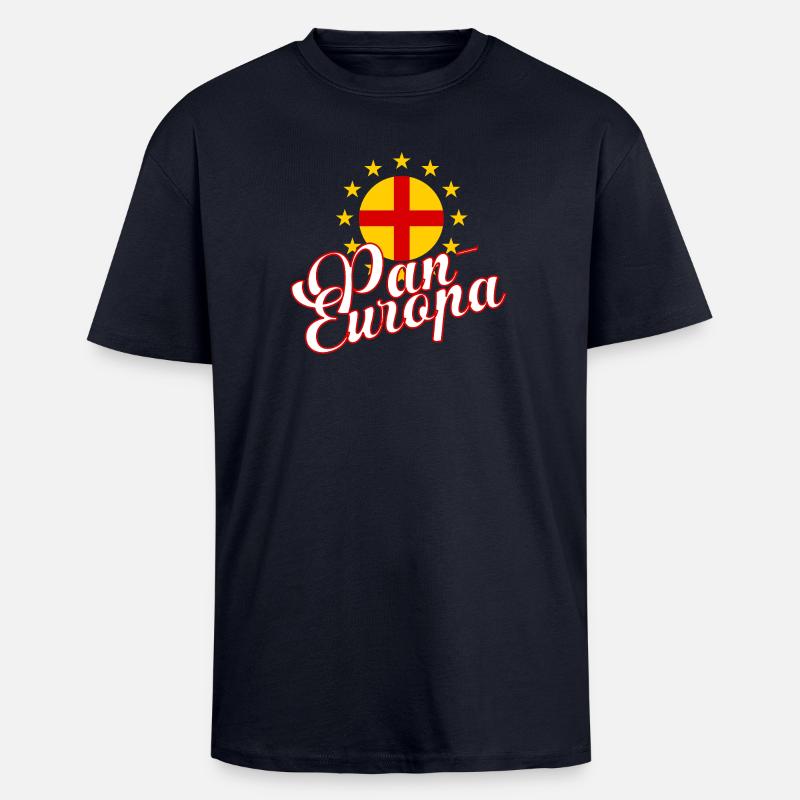 Pan-Europa Retro-Skript - Oversized Heavyweight Unisex T-Shirt - French Navy