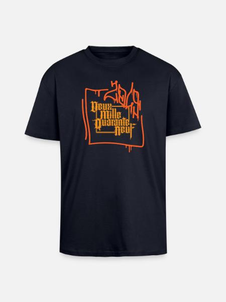 logo2049 - T-shirt unisexe oversize épais - bleu marine