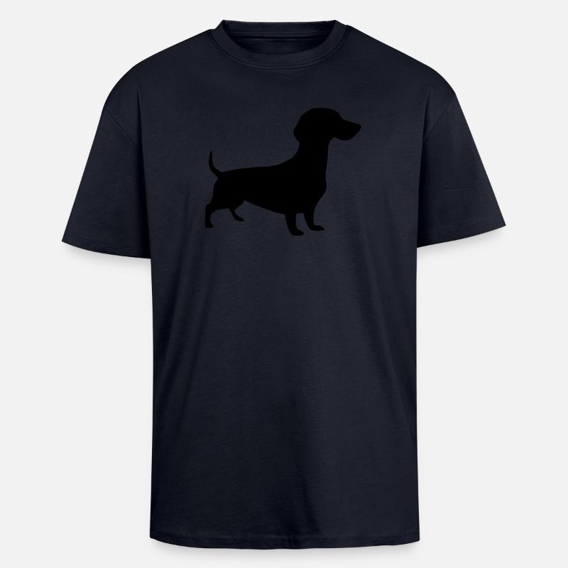 Dachshund Hunde Silhouette Geschenk Dackelbesitzer - Oversized Heavyweight Unisex T-Shirt - French Navy