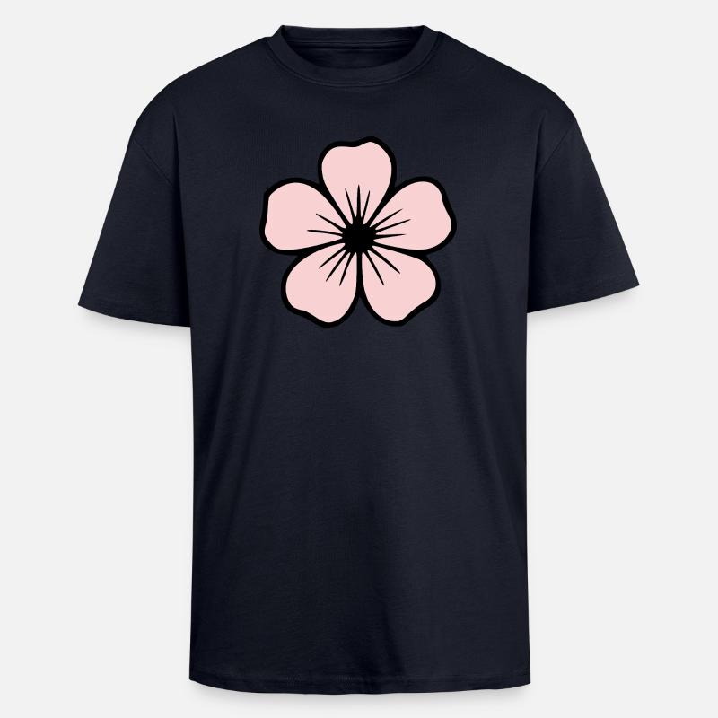 Hibiskus Blüte pastell Blumen Geschenk Mutter  - Oversized Heavyweight Unisex T-Shirt - French Navy