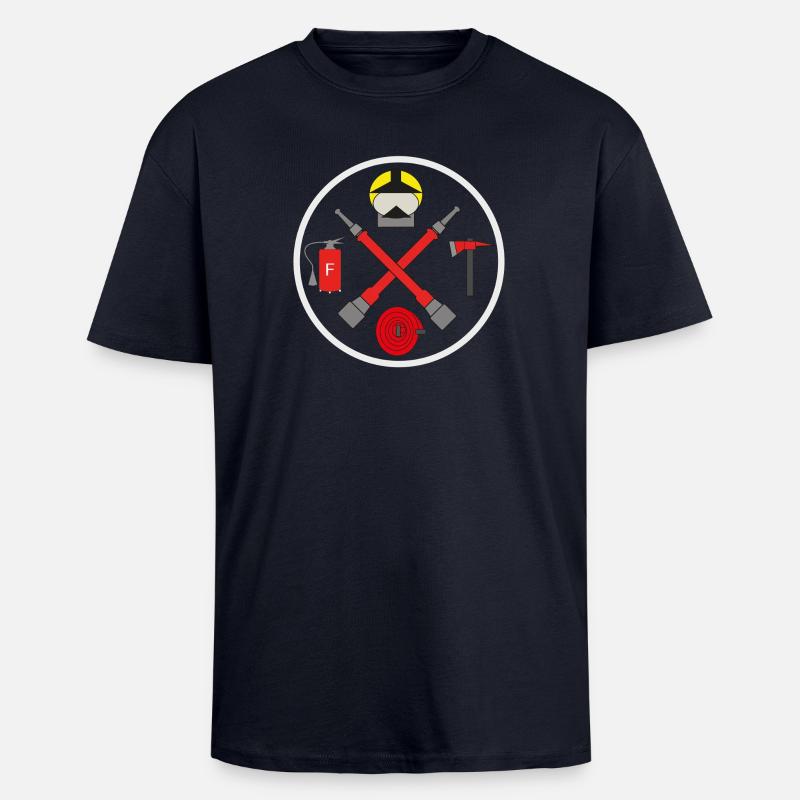 112 Fire Brigade Circle Logo - Unisex Oversized Heavyweight T-shirt - french navy