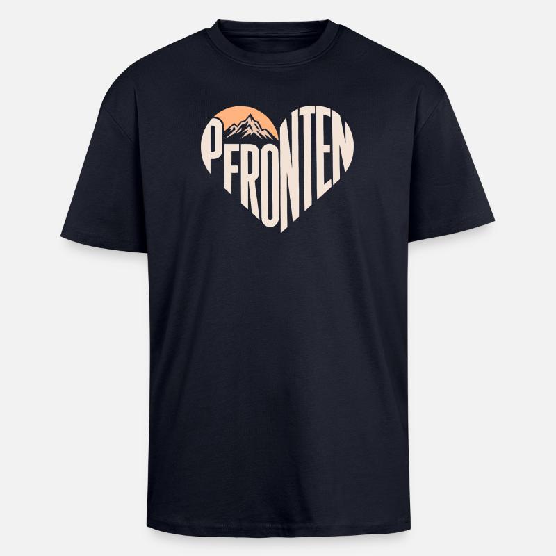 Pfronten Herz mit Sonne und Berg - Oversized Heavyweight Unisex T-Shirt - French Navy