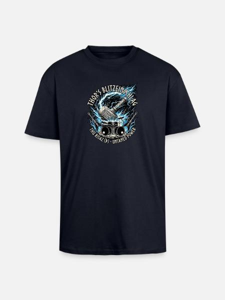 Germanen Thor Hammer Blitz - Oversized Heavyweight Unisex T-Shirt - French Navy