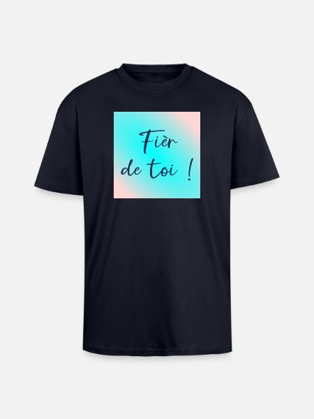 Fièr de toi - T-shirt unisexe oversize épais - bleu marine