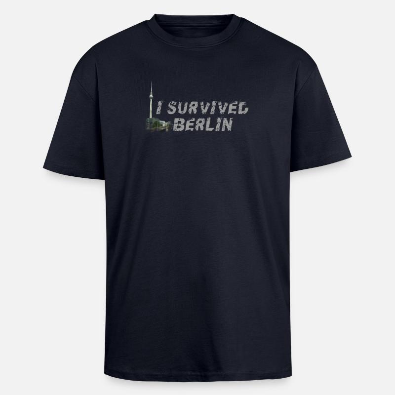 I survived Berlin - Oversized Heavyweight Unisex T-Shirt - French Navy