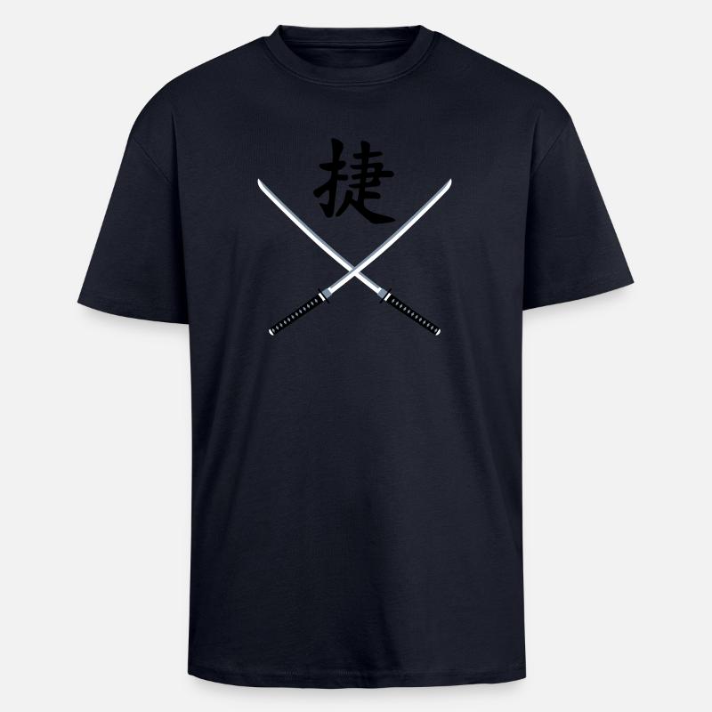 samurai_schwert_victory_3c - Oversized Heavyweight Unisex T-Shirt - French Navy